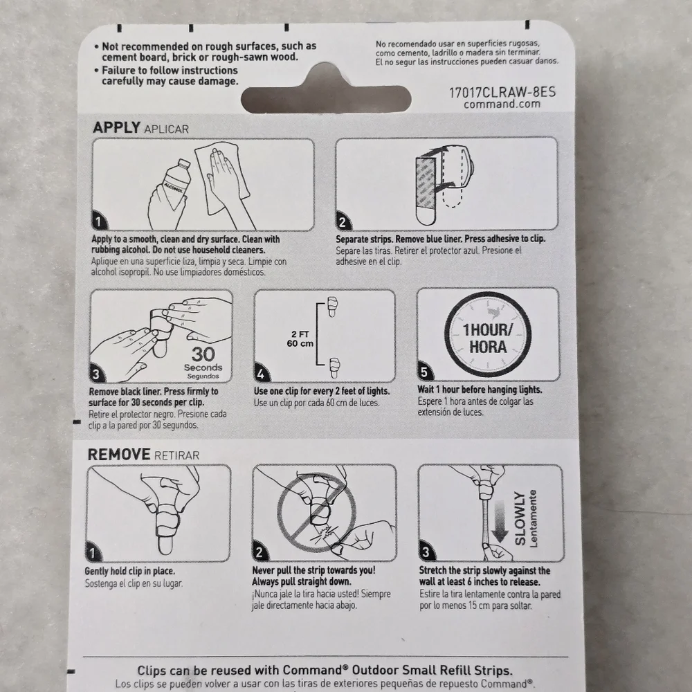 New 2 Packs Command 3M Outdoor Light Clips 16 Total Hook Clips For String Lights